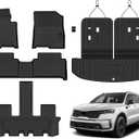 AUXKO All Weather Floor Mats Cargo Mat Rear Back Seat Protector Fits for Kia Sorento Gasoline 2021-2025 2026 TPE Liner Sorento Gasoline Accessoires Odorless Anti-Slip Black