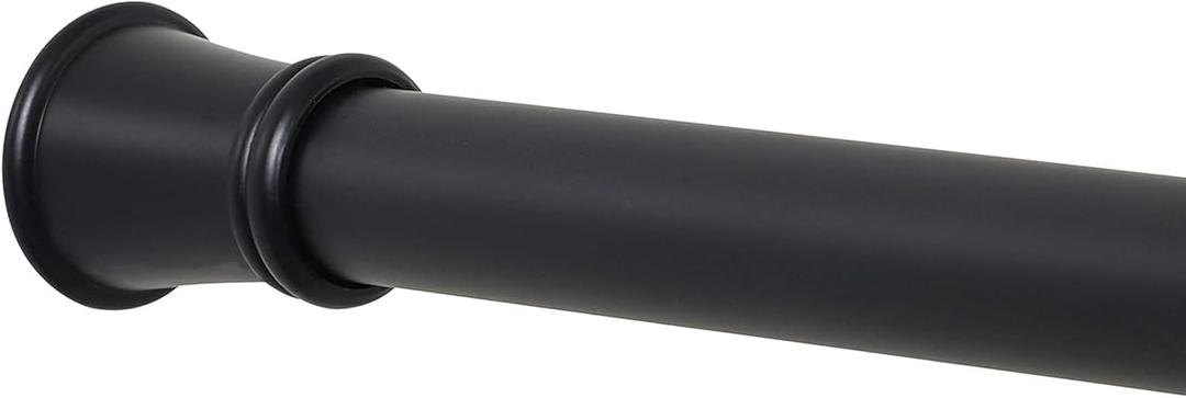 Zenna Home Tension Shower Curtain Rod, No Drill Adjustable Tension Curtain Rod for Bathroom, Rust Resistant, Easy Install Expandable Shower Curtain Rods, 26 to 76 Inches, Matte Black