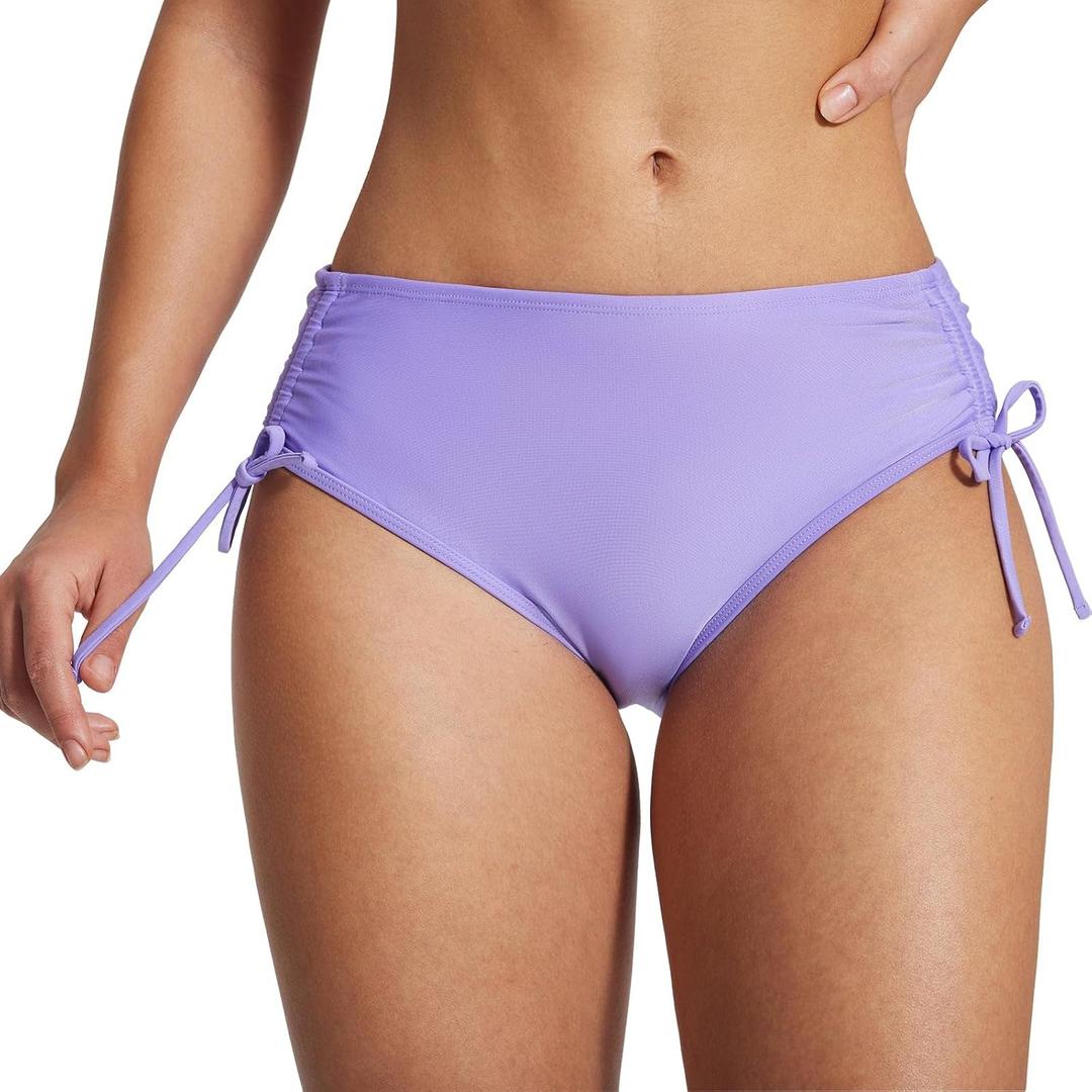 baleaf Women's Bikini Bottom Mid Waisted Adjustable Side Tie Swim Bottoms Ruched Cheeky Mid Coverage Swim Briefs (Purple, S) baleaf Women's Bikini Bottom Mid Waisted Adjustable Side Tie Swim Bottoms Ruched Cheeky Mid Coverage Swim Briefs (Purple, S)