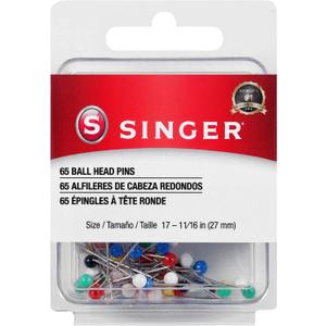 SINGER 00247 Ball Head Straight Pins, Size 17, 65-Count