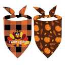 Amazon.com : Thanksgiving Dog Bandana, Pumpkin Turkey Dog Thanksgiving Scarf Buffalo Plaid Printing Adjustable Bandana for Small Medium Large Dogs : Pet Supplies
