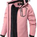 DDQLADY Women's Ski Coat Waterproof Jacket Hooded Windproof Outerwear (L)