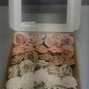 Ling's moment Artificial Flowers Fake Silk Roses Faux Foam Dahlia Combo for DIY Wedding Bouquets Centerpieces Arrangements Bridal Shower Party Home Decorations, Morandi Peach & Cream, 24pcs
