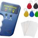 HECERE Handheld 125khz Copier RFID Smart ID Card Duplicator Used for T5577 or EM4305+5pcs NO.3 T5577 Keychains +5 T5577 Cards