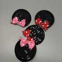 Ayesha Mouse Ears Hair Clips Mouse Ears for Girls Sequin Mouse Bows Barrettes Mice Ears Polka Dot Bows Mouse Hair Accessories for Kids Costume Party 4PCS