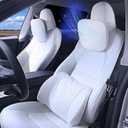 2 Package Automotive Headrest Neck Pillow fits Tesla Model Y S X 3 and Cybertruck Accessories, Automotive Neck Pillow and Waist Rest Combination(1 Headrest + 1 Lumbar Support) (White)