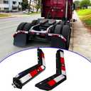 Black Angled Spring Loaded Mud Flap Hanger Bracket Mudflap Holder Set 1-1/8" Bolt Spacing 30" Length with Reflective Tapes fit for Semi Trucks, 2 Pack