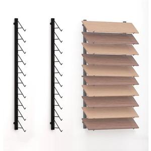 Wall Mounted Floor Tile Storage Rack, 10-Layer Porcelain Sample Display Stand, 55.1in/140cm High Multi Row Ceramic Stone Show Shelf, Card Slot Depth 8.1in/20.5cm (Black)