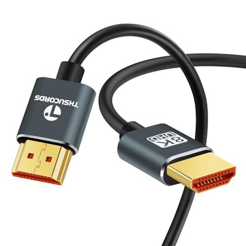 Thsucords Ultra Thin HDMI Cables 10FT, Slim & Flexible Soft 8K 4K HDMI to HDMI Cable (HDMI Cord) Support 4K@120Hz 8K@60Hz 48Gbps for Roku TV/HDTV/PS5/Blu-ray/PC Monitor/Projector