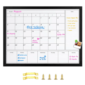 3-in-1 Dry Erase Calendar for Wall, 31.5x23.6 inches Magnetic Surface Monthly & Weekly Planner Whiteboard, Dry Erase Board with Black Wood Frame, Hanging White Board Calendar(YL+ZL-BK,6080)