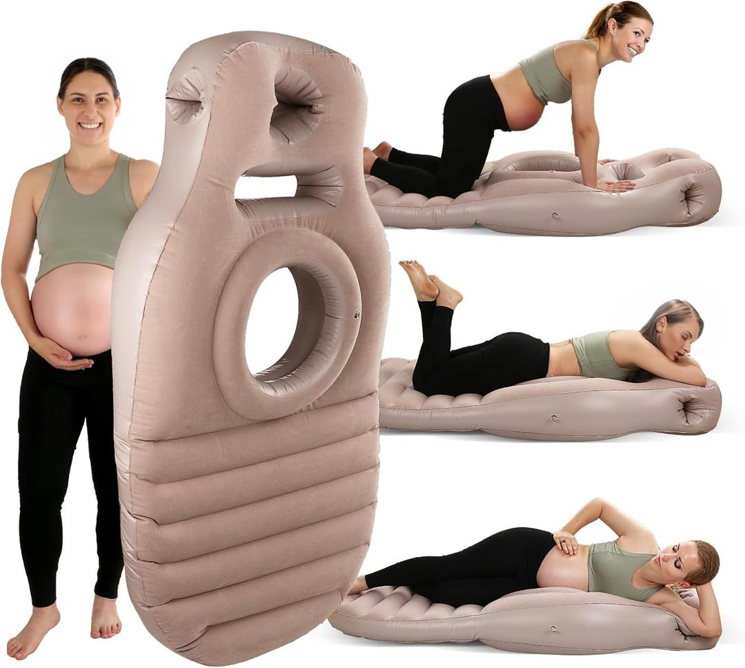PregSpag Pregnancy Blow Up Pillow, Belly Mattress for Pregnant Women with Electric Pump, Full Body Maternity Airbed with Hole for Stomach Sleeping, Back Pain & SPD Relief