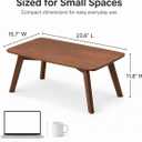 Floor Table, 11.8" H Solid Rubber Wood Low Coffee Table, Walnut, 23.6" L x 15.7" W x 11.8" H