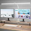 LED Desk Lamp, 31.5'' Wide Double Head Desk Lamps for Home Office, Dimmable 25 Lighting Modes 16W 1800lm Bright Desk Lighting, Eye Caring Architect Table Lamp for Workbench Monitor Study, White
