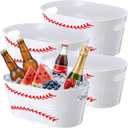 meekoo 4 Pcs 3 Gallon Baseball Galvanized Tub Ice Bucket Large Metal Drink Buckets for Parties Beer Beverage Tub with Carry Handles for Champagne Cocktails Wine Cooling Sport Party Decor Supplies