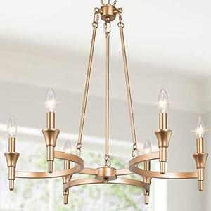 Classy Leaves Chandeliers for Dining Rooms, Chandeliers Modern, 6 Light Gold Chandelier Light Fixture for Living Room, Bedroom, 25" W x 25" L x 26.8" H