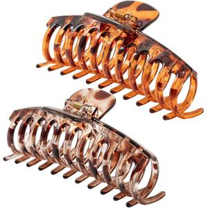 5.5 Inches Extra Large Hair Clips for Long Thick Hair Women’s Jumbo Hair Claw Clips 2 Counts in Set Hair Accessories (light leopard and coffee leopard)