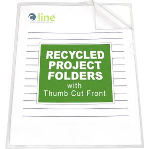 C-Line Recycled Project Folders with Thumb Cut Fronts, Reduced Glare, Letter Size, Clear, 25 per Box (62127)