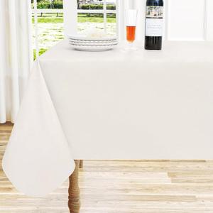 homing Rectangle Vinyl Tablecloth, Waterproof Spillproof Plastic Flannel Backed Table Cloth, Wipe Clean Table Cover for Dining, Buffet Parties and Camping (Beige, 60" x 84")