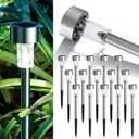 GIGALUMI 16 Pack Solar Lights Outdoor Waterproof,Stainless Steel LED Solar Garden Lights for Patio, Lawn, Yard and Landscape(Cold White)