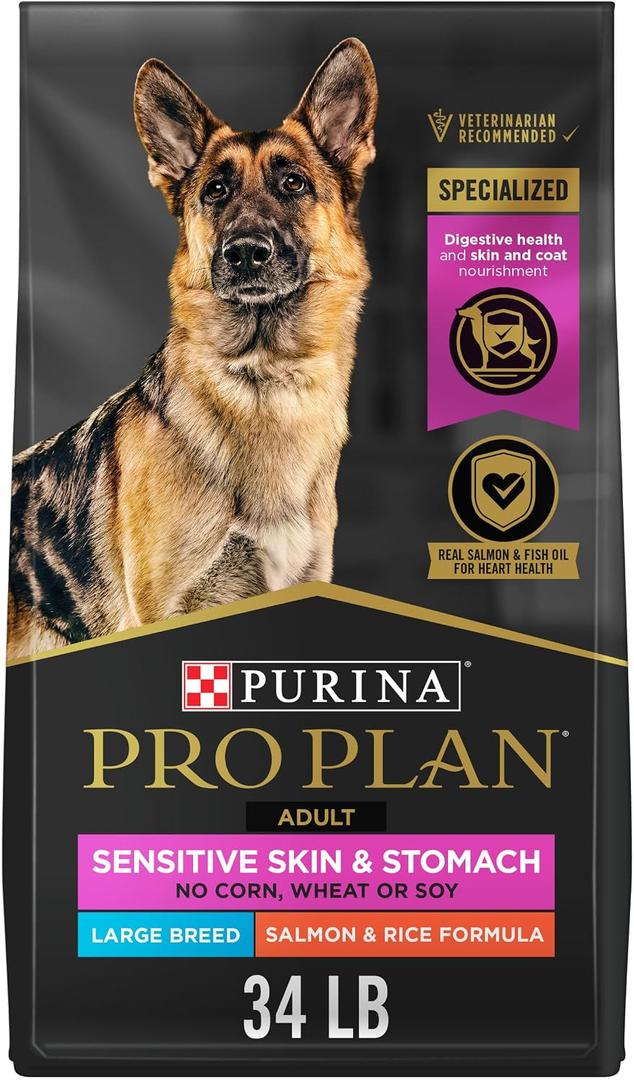 Purina Pro Plan Sensitive Skin and Stomach Dog Food Large Breed Salmon and Rice Formula - 34 lb. Bag (EXP 01/14/28)