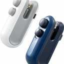 2Pcs Mini Bag Sealer with Cutter and Magnet,Rechargeable Mini Bag Sealer and Cutter,Household Hand Pressure Portable Snack Plastic Heat Sealing Machine for Snacks,Food Freshness Storage (White+Blue)