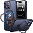 360 Rotatable Magnetic Stand for iPhone 14 pro max Case Compatible with Mag-Safe 16FT Military Drop Protection, Anti-Scratch/Fingerprint Shockproof iPhone 14 pro max Phone Case(Matte-Black)