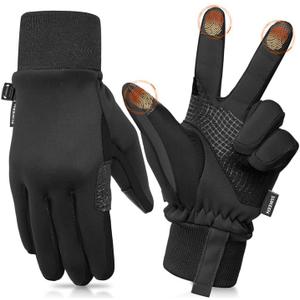 Sukeen Kids Winter Gloves, Soft Warm Touchscreen Anti-Slip Gloves for Kids Boys Girls Cycling Running Sports Outdoor (Medium, Black)