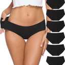 Altheanray Womens Underwear Cotton Underwear for Women Seamless Hipster Bikini Briefs Panties 6 Pack (Black, M)