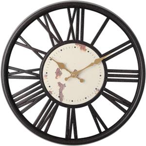 16'' Wall Clock with Curved Glass - Extra Large Silent Non - Ticking Battery - Powered Decorative Clock for Home, Living Room, Bedroom & Kitchen (Black)