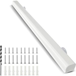4FT Solid Wood Stair Handrail for Indoor Stairs, Outdoors Stair Railings, Sturdy Wall Mounted Non-Slip Safety Design, Elderly-Friendly & Child-Safe, with Banister Hardware and Brackets