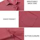 VEBOON Men's Short Sleeve Button Down Shirts Cotton Lightweight Stretch Moisture Wicking Dress Shirt with Pocket (M)