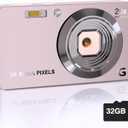 Digital Camera, 4K Cameras for Photography, Digital Point and Shoot Camera with 56Mp Autofocus 20X Zoom Anti Shake, Video Camera with 32GB SD Card for Adults, Teens, Beginners(Pink)