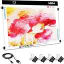Mlife A2 LED Light Pad for Diamond Art Painting Light Board with 3 Brightness, Tracing Light Board with USB Cable & 4 Fasten Clips for Sketching, Animation, Drawing, Diamond Art Painting Supplies