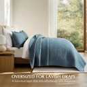 EVERGRACEHOME Cotton Sateen Quilt Set Queen Size, Pre-Washed Cotton Channel Stitch Coverlet Bedspread, 3 Pieces Lightweight Soft Bedding Sets for All Season, with 2 Pillow Shams, Sonoma Blue