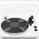 Record Player Turntables with Wireless Output Connectivity Vinyls Players Belt-Drive 33 45 RPM Speed Phono Line USB Digital to PC Recording MM Cartridge AT-3600L Classic New Sleek Piano White