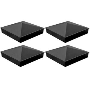 3"x3" Aluminum Pyramid Fence Post Caps - Black Post Deck Covers with Matte Powder Coating - Waterproof Column Protectors for Outdoor Wood Deck & Fence Posts,or Corridors (4Pack)