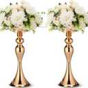 Sadnyy 2 Pcs Metal Flower Arrangements Stand Metal Wedding Centerpiece Stand Gold Vase Centerpiece Tall Table Decor Flower Vase for Wedding Reception Event Party Hotel Home Decor (12.6 Inch)