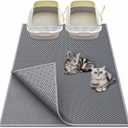 Waretary Cat Litter Box Mat: 36"x 30" Waterproof Kitty Cat Litter Trapping Mat, Easy-clean Double-layer Scatter Control Pad Rug (Grey)
