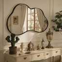 Irregular Wall Mirror with Metal Frame for Living Room, Hallway, Entryway, Bathroom and Dining Room