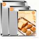 Baking Sheet Set of 3, Stainless Steel Cookie Sheets Baking Sheet Pan, 10.5/12.4/16 Inch, Thicker and Firmer Baking Pans Set, Non-stick, Non toxic & Heavy Duty & Easy CleanDishwasher Safe