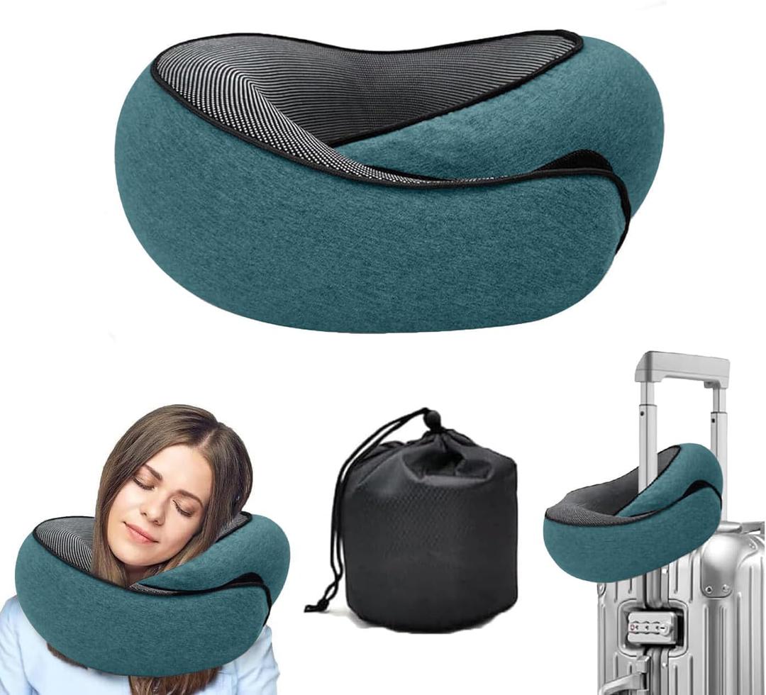 WEERSHUN Travel Pillows for Airplanes,2024 New Travel Pillow,Travel Neck Pillow Airplane Memory Foam Travel Pillow Neck Pillow for Traveling Suitable for Airplanes,Offices and Cars (Peacock Blue)