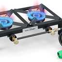 Propane Double Burner Angle Iron Camp Stove with CSA Listed Regulator and 4ft Hose (SA2200)