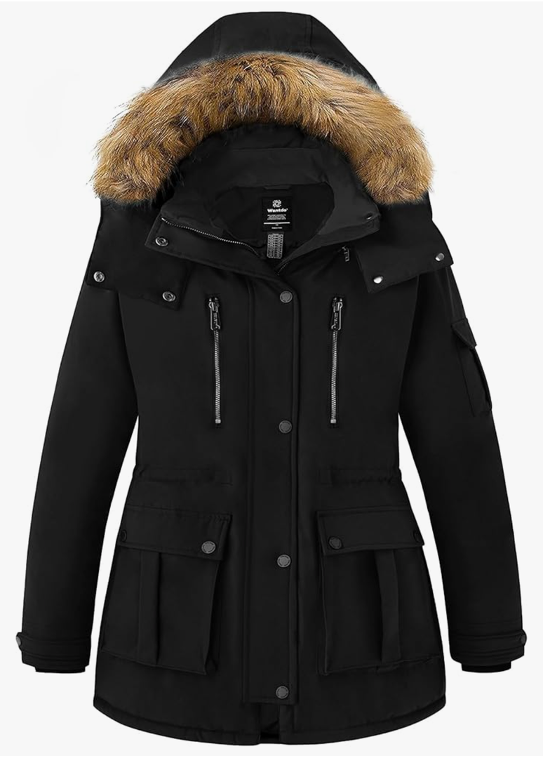 wantdo Plus Size Winter Coats for Women Parka Overcoat Warm Winter Jacket with Hood, Size 5X