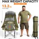 Huskfirm Camping Chair with Canopy Shade - Folding Beach Chair with UPF 50+ Sun Shade, Cup Holder, Side Pocket, Portable Sports Chair for Adults Support 330 LBS, Fishing Camp Outdoor Lawn Chair Green