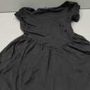 Women's Summer Casual Short Sleeve Mini Dress Square Neck A Line Pleated Swing Dresses Basic Short Dress with Pockets, Medium , Black 