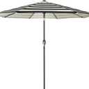 Blissun 7.5 ft Patio Umbrella, Yard Umbrella, Outdoor Market Umbrella with Push Button Tilt Crank, Black & Beige