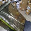 mDesign Metal Freestanding Slim Toilet Bowl Brush and Holder + Rectangle Narrow 5 Liter / 1.3 Gallon Step Pedal Trash Can Wastebasket for Bathroom - Small, Compact Design - Set of 2 - Soft Brass