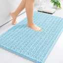 Arotive Luxury Chenille Bathroom Rug Mat, Extra Soft Thick Absorbent Shaggy Bath Rugs, Non-Slip Machine Wash Dry, Plush Bath Mats for Bathroom, Shower and Tub, 30x20, Blue
