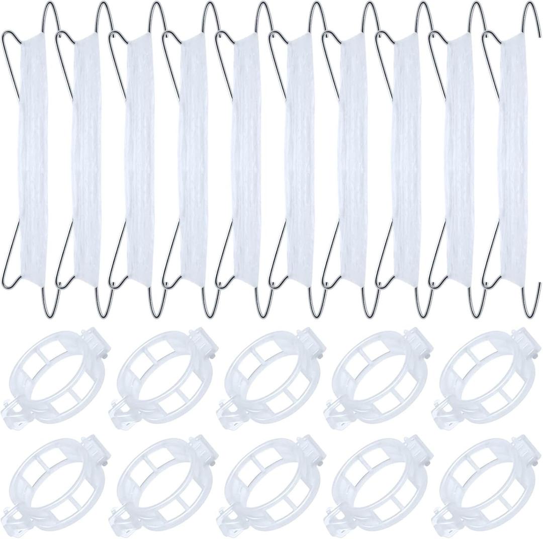 20Pcs Tomato Hooks with String, Tomato Support Hooks, Tomato Holder Hooks & Plant Support Clips with 33.3ft Twine to Prevent Tomatoes from Pinching or Falling Off