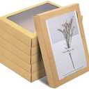 GIWOSK 60 Pcs Greeting Card Storage Box, Kraft Paper Box with PVC Transparent Window Greeting Card Holder Bulk for A7 Paper Photo Frame Card Envelope Biscuit, 5.39 x 7.36 x 1 Inches, Rectangle